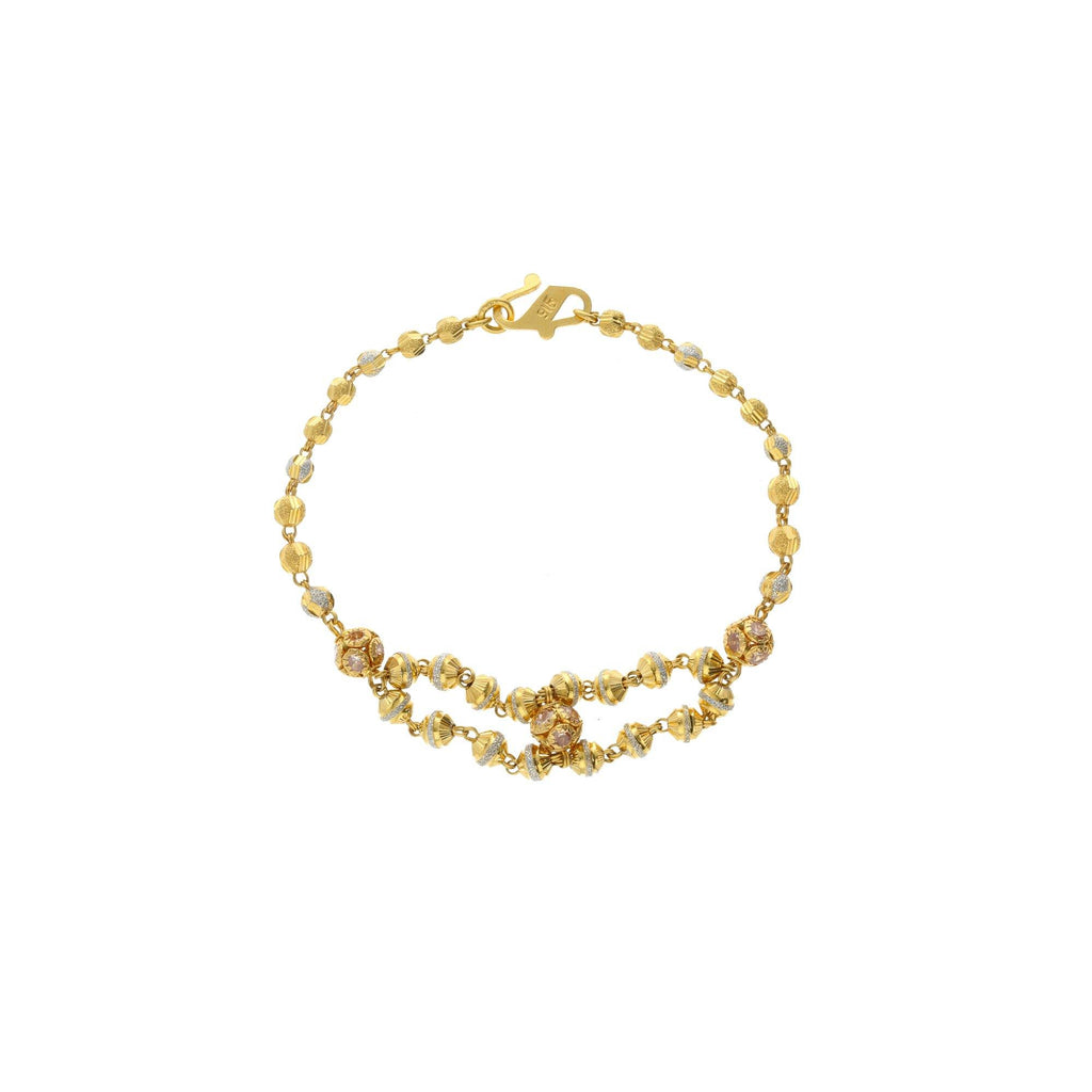 22K Yellow Gold Double Strand Link Peace Bracelet W/ Cubic Zirconia, 9 grams - Virani Jewelers | 


A dainty bracelet crafted elegantly with a mix of yellow and white gold. This chic gold bracel...