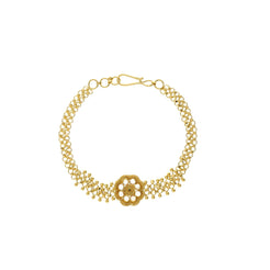 22K Yellow Gold Elegant Link Peace Bracelet W/ Kundans, 8.6 grams - Virani Jewelers