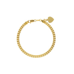 22K Yellow Gold Gorgeous Link Peace Bracelet W/ Flat Beaded Chain, 8.5 grams - Virani Jewelers