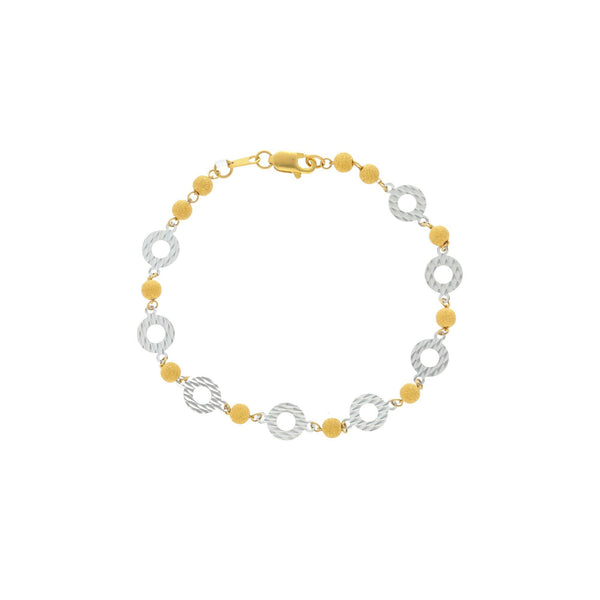 22K Yellow Gold Link Peace Bracelet W/ White Gold Disc Accents, 6.5 grams - Virani Jewelers | 


The play of perfect symmetry with geometric figures does have an everlasting charm.This 22K ye...