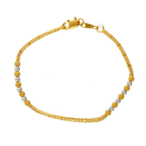 22K Yellow & White Gold Half Beaded Bracelet - Virani Jewelers | 
Our 22K Yellow & White Gold Half Beaded Bracelet is just what your wrist needs to shimmer on...