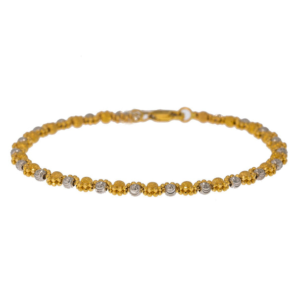 22K Multi Tone Gold Adjustable Bracelet W/ Double Beaded Strand - Virani Jewelers | Create bold accents with radiant blends of gold colors and unique jewelry designs such as this 22...