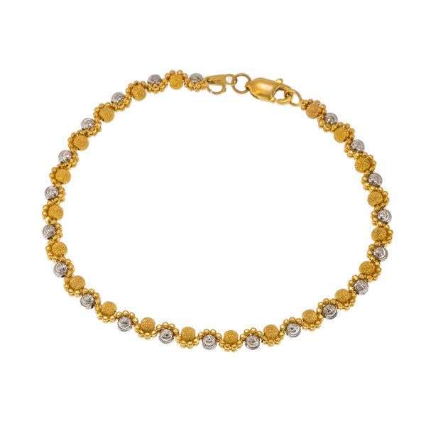 22K Multi Tone Gold Adjustable Bracelet W/ Double Beaded Strand - Virani Jewelers | Create bold accents with radiant blends of gold colors and unique jewelry designs such as this 22...