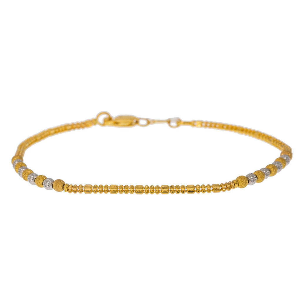 22K Multi Tone Gold Adjustable Bracelet W/ Varied Bead Pattern - Virani Jewelers | Create bold accents with radiant blends of gold colors and unique jewelry designs such as this 22...