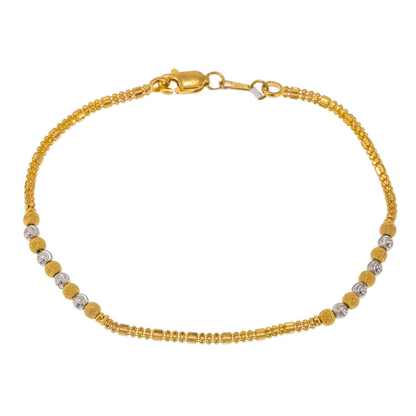 22K Multi Tone Gold Adjustable Bracelet W/ Varied Bead Pattern - Virani Jewelers | Create bold accents with radiant blends of gold colors and unique jewelry designs such as this 22...