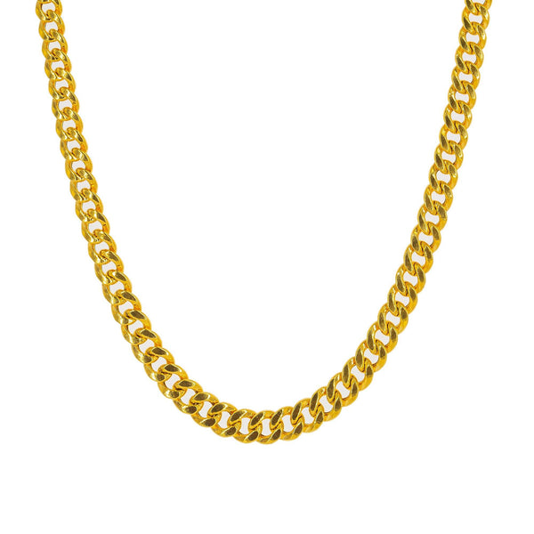 22K Yellow Gold Cuban Link Chain - Virani Jewelers | Add a hint of masculine chic to your chosen attire with this 22K yellow gold Cuban link chain for...