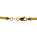 An image of the lobster claw clasp for the 22K rope chain from Virani Jewelers. | Enjoy the beauty and versatility of this rounded, ball strand 22K gold chain when you shop at Vir...