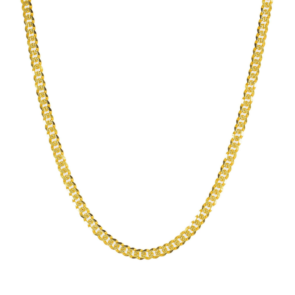 22K Yellow Gold Long Cuban Link Chain W/ Hammered Details, 24 Inches - Virani Jewelers | A Classic look is never far off with unique pieces like this extra-long 22K yellow gold men’s Cub...