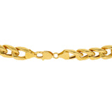 An image of the lobster claw clasp on the Cuban link gold chain for men from Virani Jewelers. | Add elegance and sophistication to your attire with a masculine chic Cuban link 22k gold chain fr...