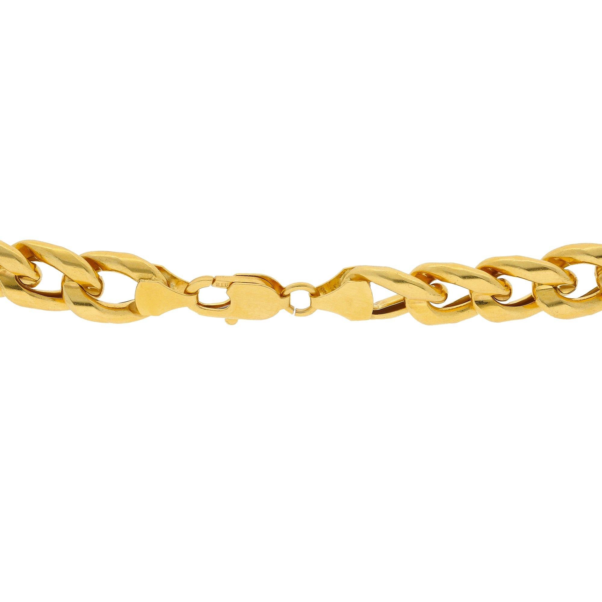 22K Gold Cuban Link Chain w Satin Finish Virani Jewelers
