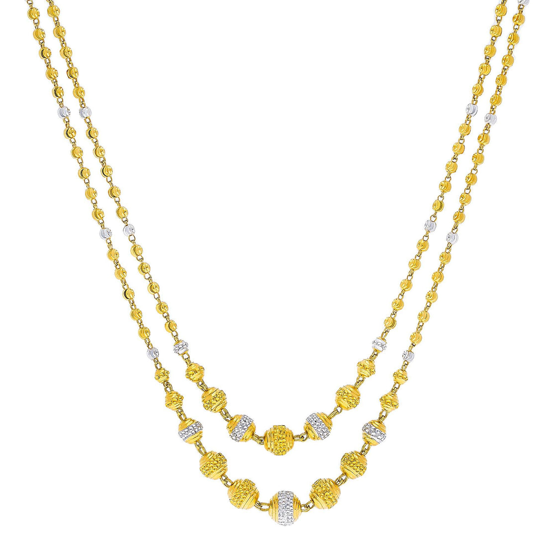 22k Double Layered Gold Chain - ChFc7508 - 22Kt gold fancy double