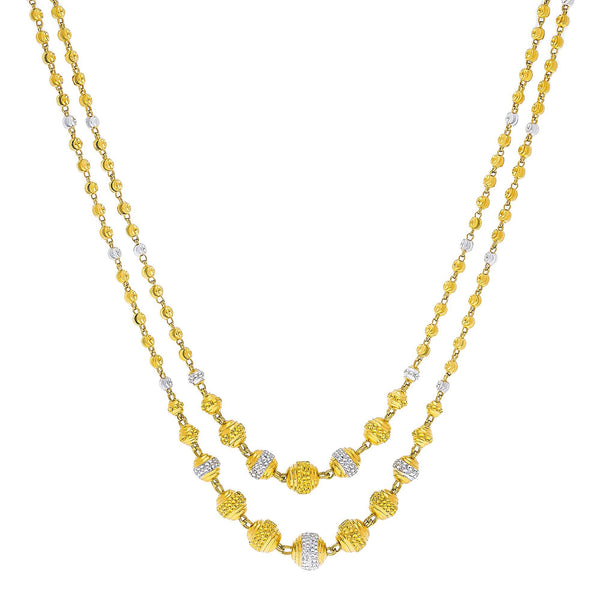An image of the 22K gold yellow and white necklace from Virani Jewelers. | Nothing says elegance quite like the Multi Tone Gold Layered Necklace from Virani Jewelers!

Laye...