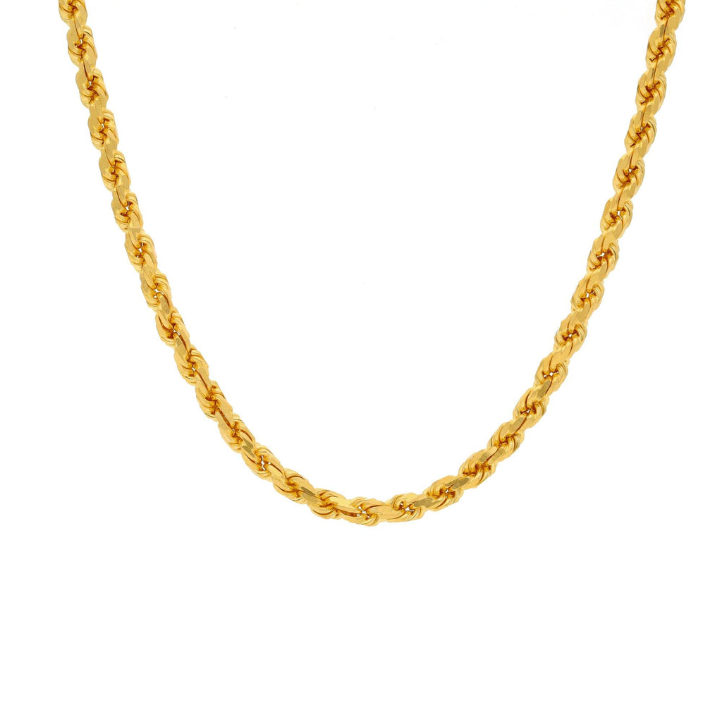 An image of the twisted rope 22K gold chain from Virani. | Add elegance to your wardrobe and your life with this beautiful 22K gold chain from Virani Jewele...
