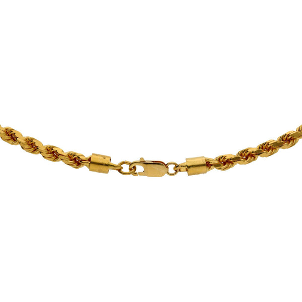 An image showing the lobster claw clasp of the twisted rope 22K gold chain from Virani. | Add elegance to your wardrobe and your life with this beautiful 22K gold chain from Virani Jewele...