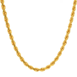 A close-up image of a twisted 22K rope chain from Virani Jewelers.