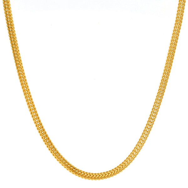 An image of the 22K gold rounded wheat link chain from Virani Jewelers. | Enhance your best look when you pair it with a 22K gold chain from Virani Jewelers!

Featuring an...