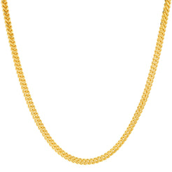 An image of the 22K gold chain with rounded wheat links from Virani Jewelers.