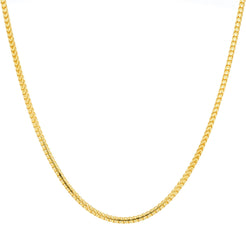 An image of the rounded wheat link 22K gold chain from Virani Jewelers.