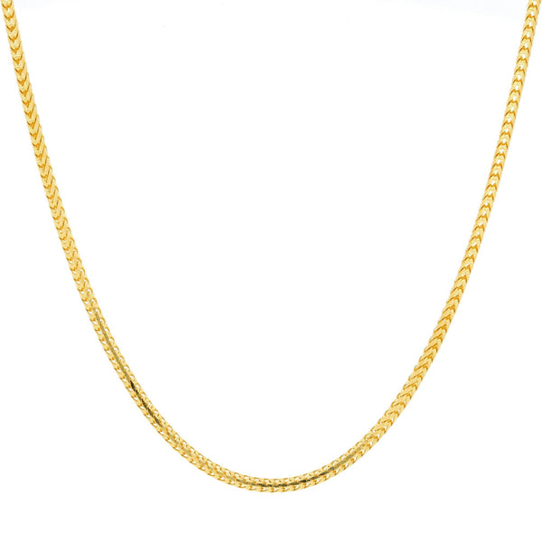 An image of the rounded wheat link 22K gold chain from Virani Jewelers. | Express your amazing sense of style when you complement your attire with a 22K gold chain from Vi...