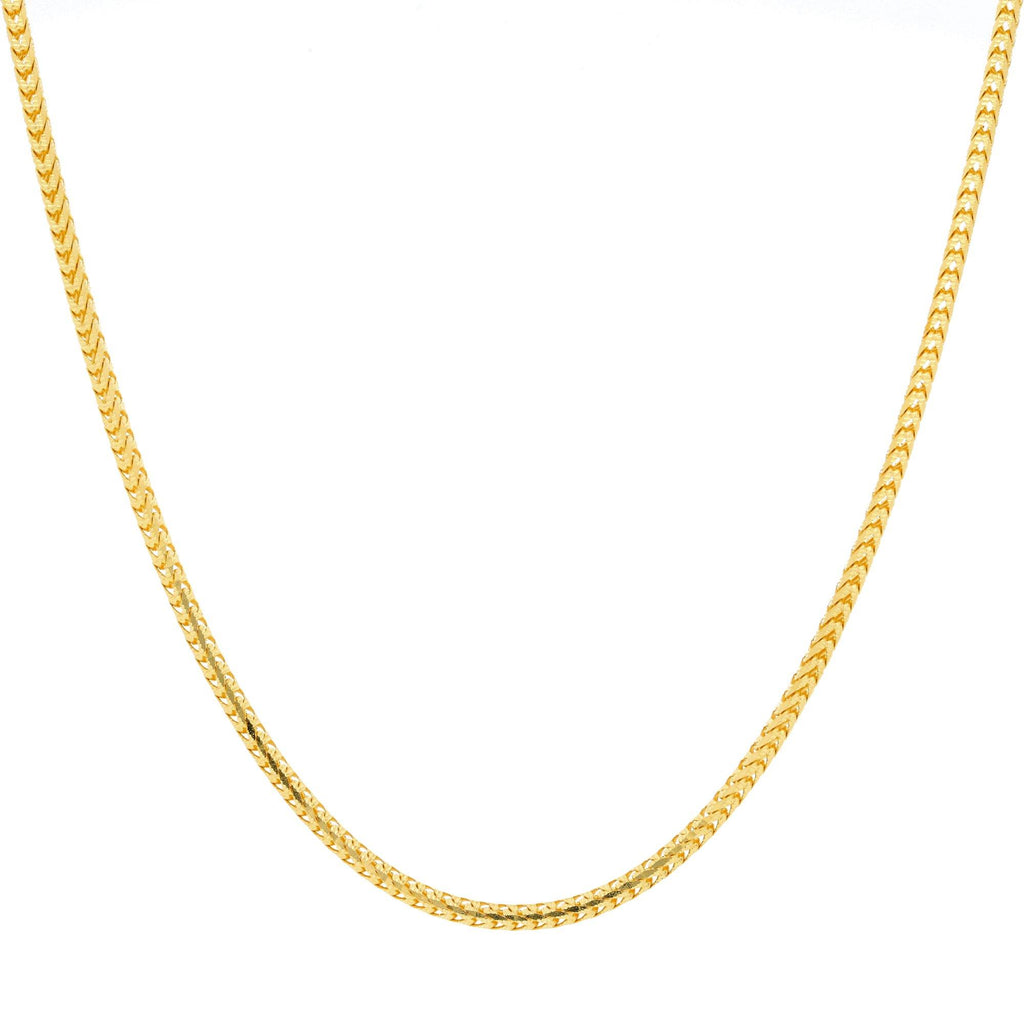 An image of Virani's 22K gold chain with rounded wheat links. | Make a statement with any look when you couple it with a 22K gold chain from Virani Jewelers!

De...