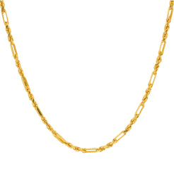 22K Yellow Gold Chain W/ Twisted Rope & Paper Clip Links - Virani Jewelers