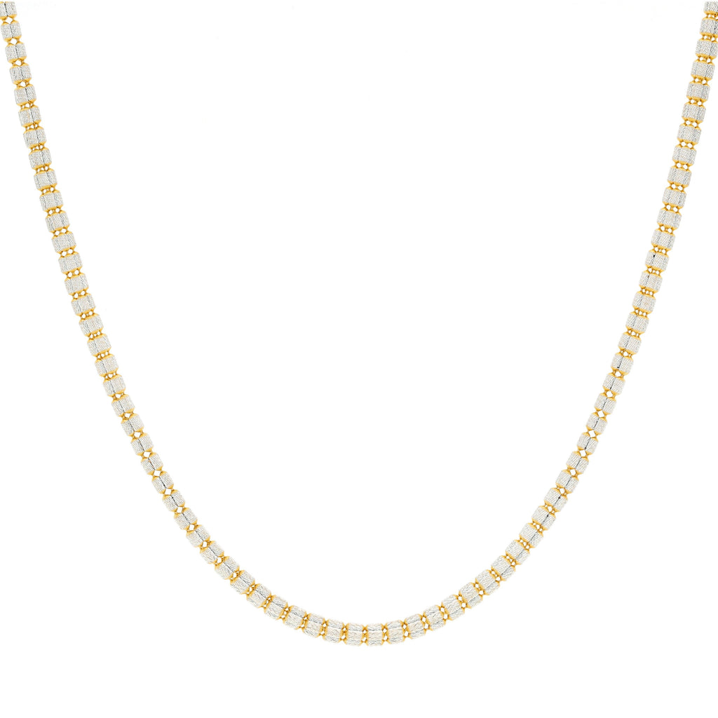 22K Multi Tone Rounded Link Chain W/ Stacked Oblong Beads, 16 inches - Virani Jewelers | Express your elegant style with this 22K  link chain gold necklace from Virani Jewelers!Features:...