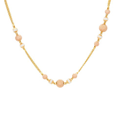 22K Gold Chain with Rose Gold Accented balls, 28 inches - Virani Jewelers