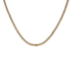 An image of the multi-tone 22K gold Cuban link chain from Virani Jewelers with white and yellow gold.