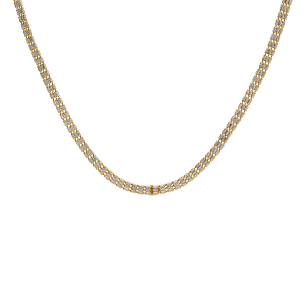 An image of the multi-tone 22K gold Cuban link chain from Virani Jewelers with white and yellow gold. | Celebrate your style with this stunning 22K gold Cuban link chain from Virani Jewelers!

Featurin...