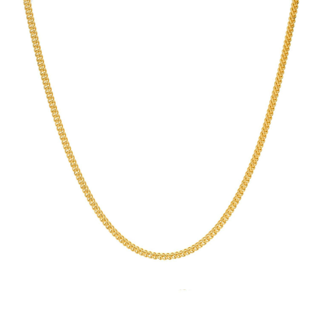 22K Yellow Gold Wheat Chain, Length 20inches - Virani Jewelers | Get yourself a chain that is as versatile as this gold chain. This 22K gold chain goes perfectly ...