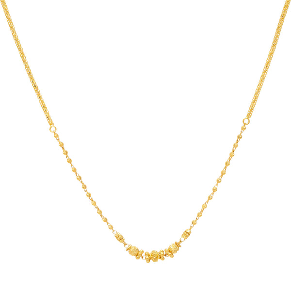22K Yellow Gold Thin Beaded Chain (7.1 gms) | 
Layer this glimmering 22K Indian gold chain or let it stand alone for radiant and classy appeal....