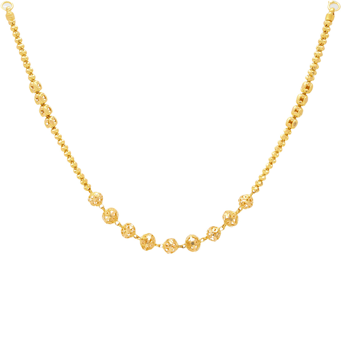 22K Yellow Gold Simple Beaded Chain 18.4 gms Virani Jewelers