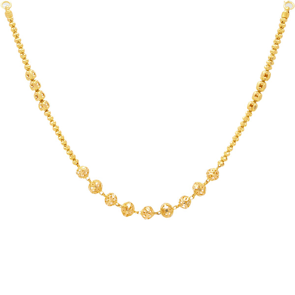 22K Yellow Gold Simple Beaded Chain (18.4 gms) | 
Pair this classic 22K yellow gold beaded chain necklace with your favorite casual or formal atti...