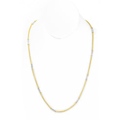 22K Multi Tone Gold Chain W/ Beaded Strand & White Gold Pipe Beads - Virani Jewelers