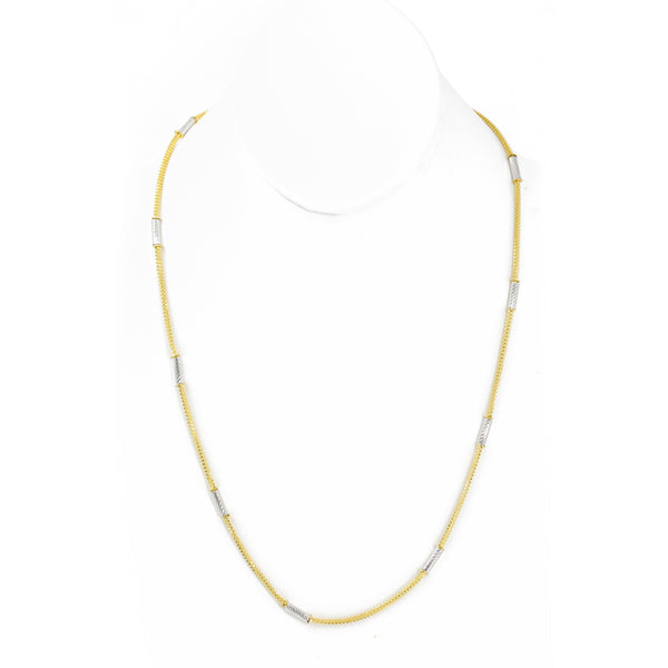 22K Multi Tone Gold Chain W/ Beaded Strand & White Gold Pipe Beads - Virani Jewelers |  22K Multi Tone Gold Chain W/ Beaded Strand & White Gold Pipe Beads for women. This beautiful...