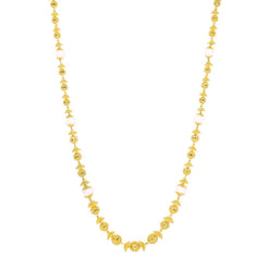 22K Yellow Gold Chain W/ Pearls & Textured Gold Balls - Virani Jewelers