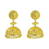 22K Yellow Gold Jhumki Earrings W/ Textured Design & Round Petaled Pendant - Virani Jewelers |  22K Yellow Gold Jhumki Earrings W/ Textured Design & Round Petaled Pendant for women. Add a ...