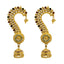 22K Multi Tone Gold Jhumki Earrings W/ ear cuff & Gold Ball Pear Accent Design - Virani Jewelers