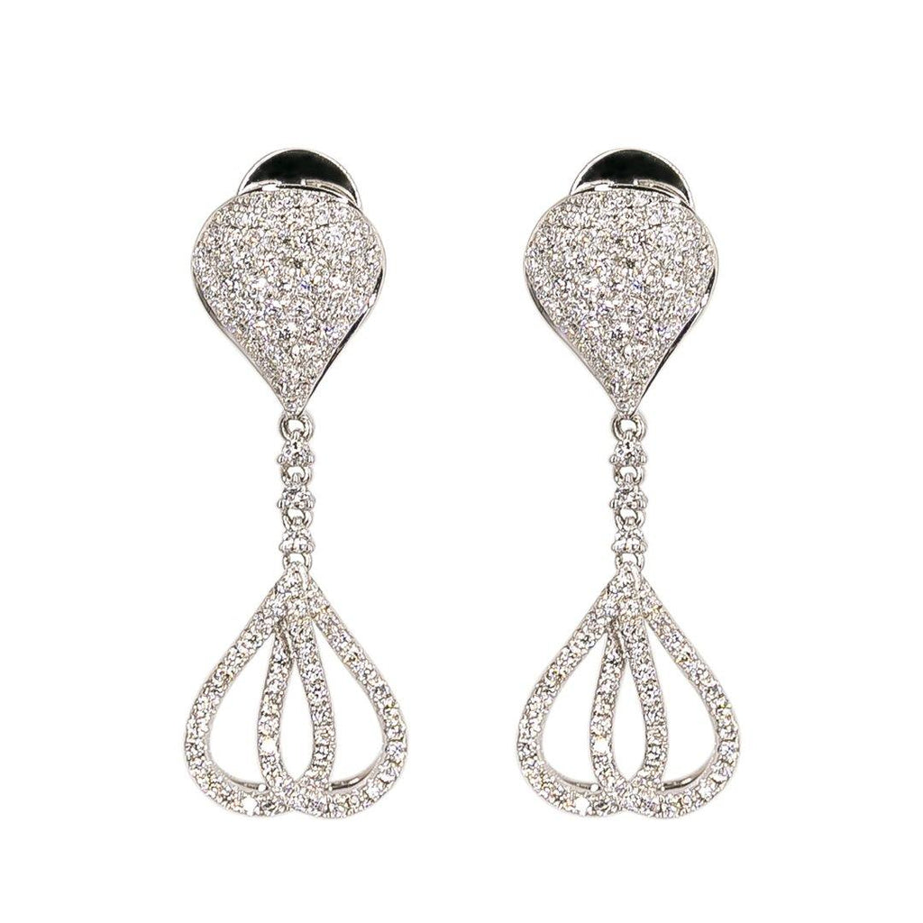 18K White Gold Diamond Earrings W/ 1.23 ct Diamonds & Double Loop Design - Virani Jewelers | 18K White Gold Diamond Earrings W/ 1.23 ct Diamonds & Double Loop Design for women. Dare to s...