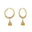22K Multi Tone Gold Hoop Earrings W/ Gold Shambala Beads & Jhumki Drops - Virani Jewelers