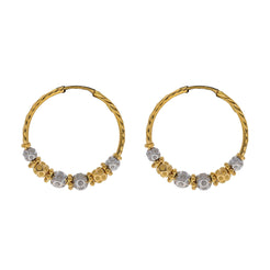 22K Multi Tone Hoop Earrings W/ Gold Shambala Beads, 7.8 Grams - Virani Jewelers