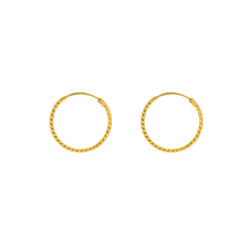 22K Yellow Gold Hammered Hoops, 1.7 Grams - Virani Jewelers