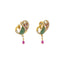 22K Yellow Gold Mango Shaped Earrings Finished W/ Emerald , Rubies & Cubic Zirconia , 10.9 grams - Virani Jewelers