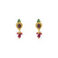 22K Yellow Gold Ornate Drop Earrings W/ Rubies, Emeralds & Drop ball, 7.4 grams - Virani Jewelers