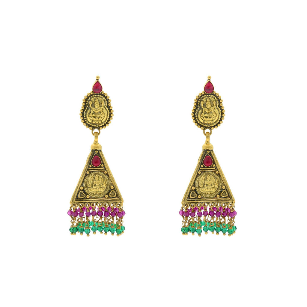 22K Yellow Gold Laxmi Earrings W/ Emerald & Ruby - Virani Jewelers | 


Mix of modern and traditional designs make this pair of gold earrings unique and charming appe...