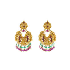 22K Yellow Gold Earrings W/ Ruby and Filgree Art & Splendid Design - Virani Jewelers