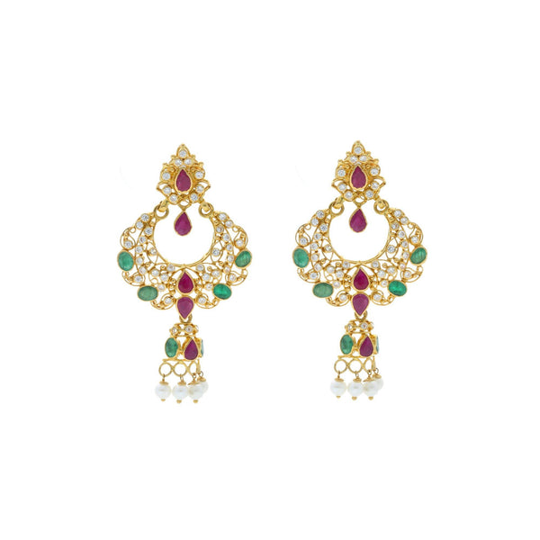 22K Yellow Gold Hoop Earrings W/Rubies,Emeralds,CZ and pearls with Dreamcatcher Design - Virani Jewelers | 


Keep your occasional events a little more beautiful with this pair of dazzling earrings. These...