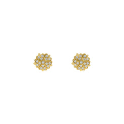 22K Yellow Gold Dangling & Detailed Stud Earrings W/ Cubic Zirconia, 7.8grams - Virani Jewelers