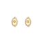 22K Yellow Gold Ornate Oval Shaped Stud Earrings Finished W/ Cubic Zirconia, 4.3 grams - Virani Jewelers