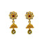22K Yellow Gold Jhumki Earrings Earrings W/ Rubies, Emeralds, Kundan & "White" Flower Accent - Virani Jewelers